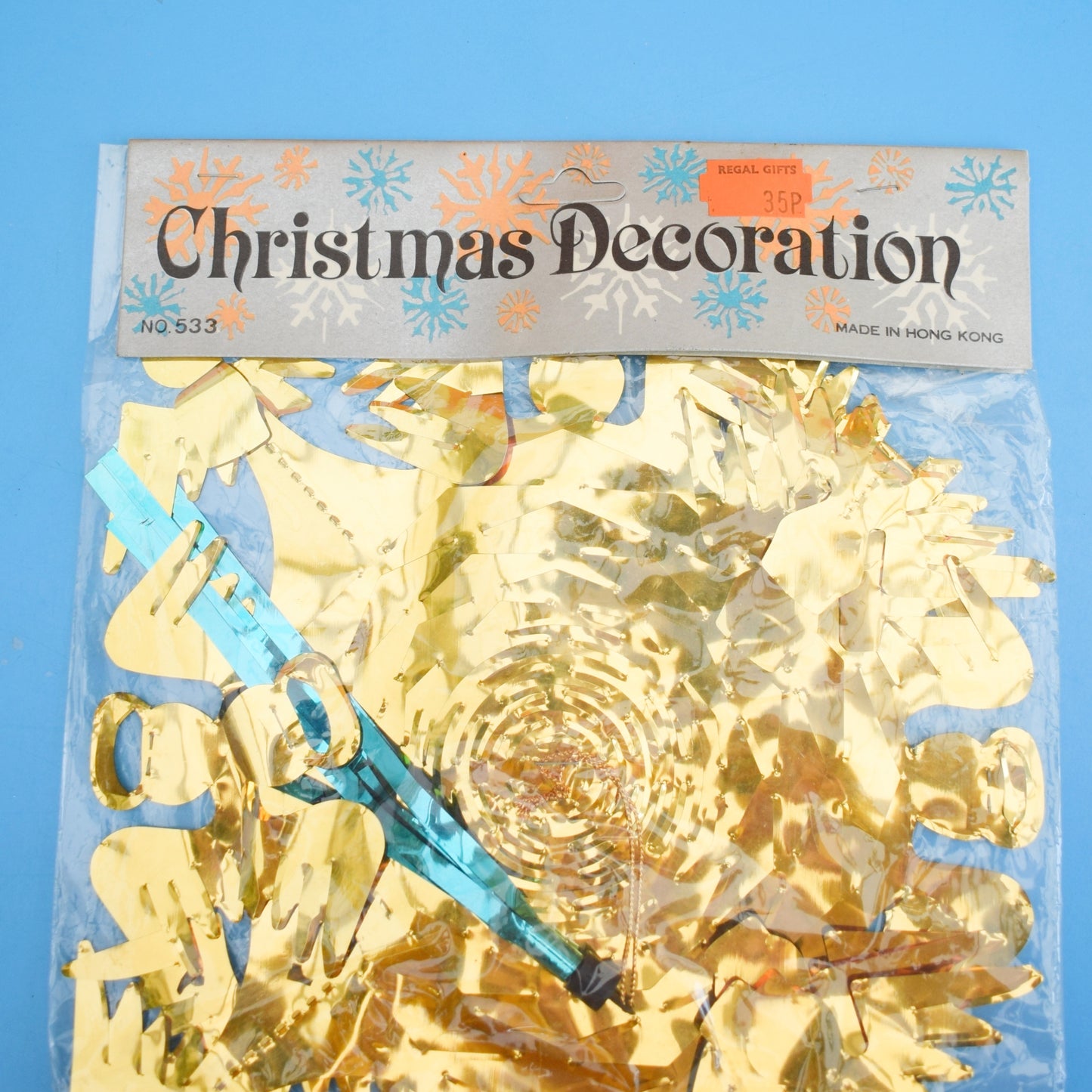 Vintage 1960s Foil Christmas Decorations - Gold x3