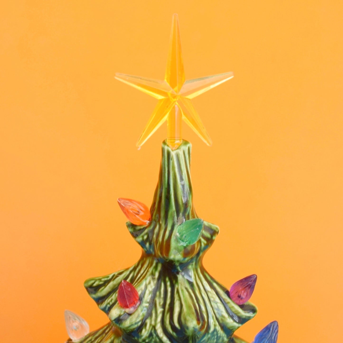 Vintage 1970s Ceramic Christmas Tree Lamp - Rainbow Bulbs - Green by Pineapple Retro