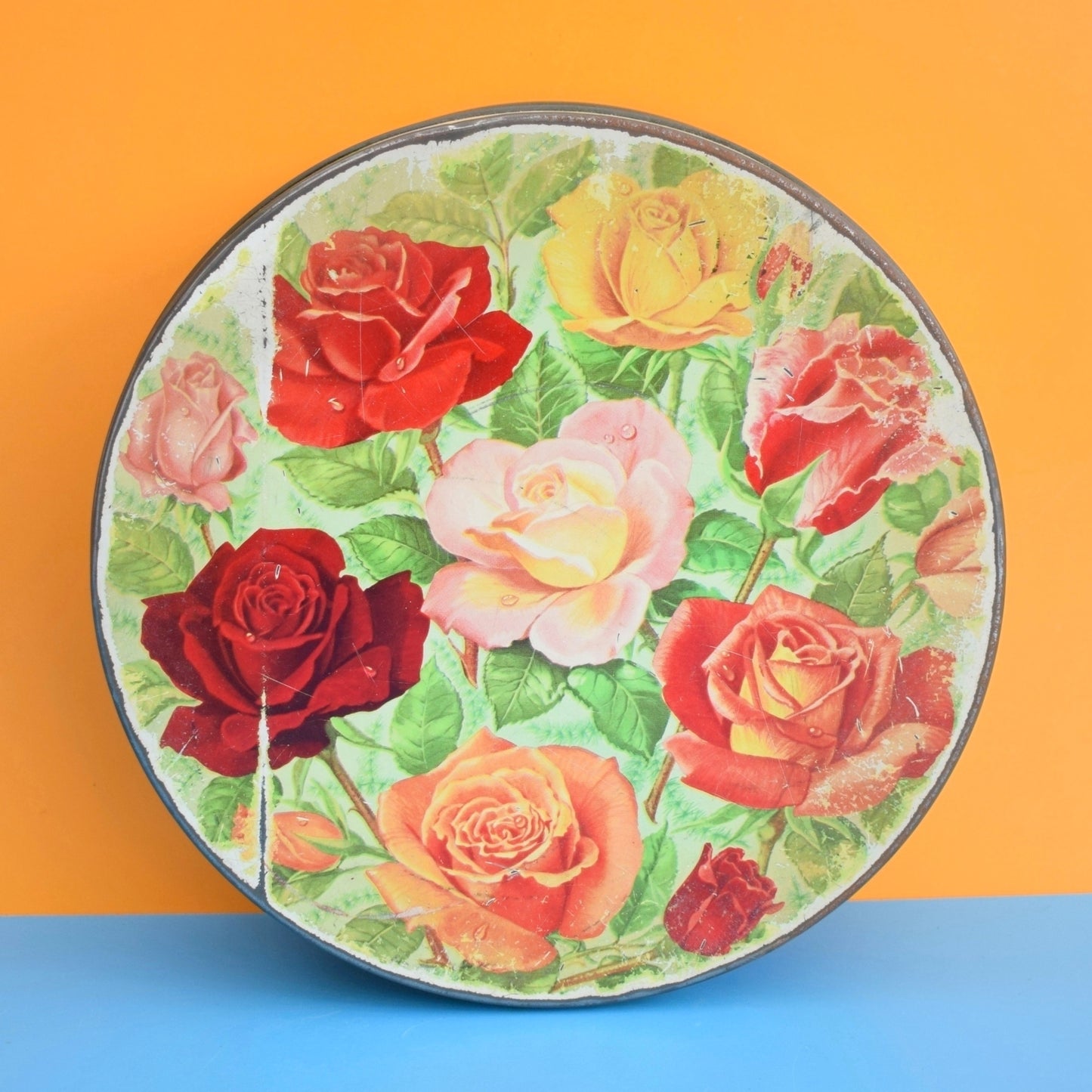 Vintage 1960s Metal Peek Frean & Co Biscuit Tin - Rose Print - Ideal Seed Store by Vintage