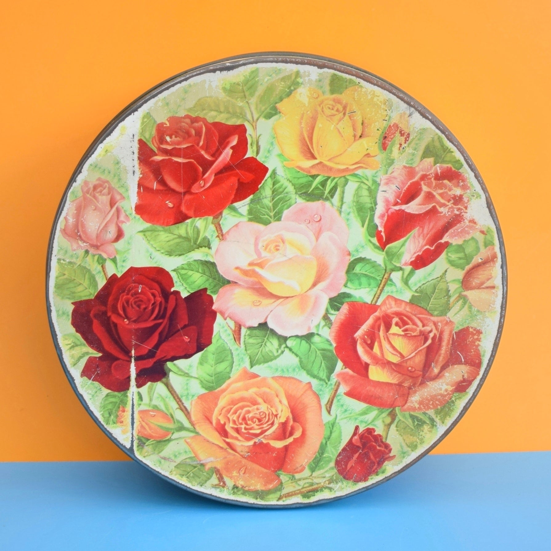 Vintage 1960s Metal Peek Frean & Co Biscuit Tin - Rose Print - Ideal Seed Store by Vintage