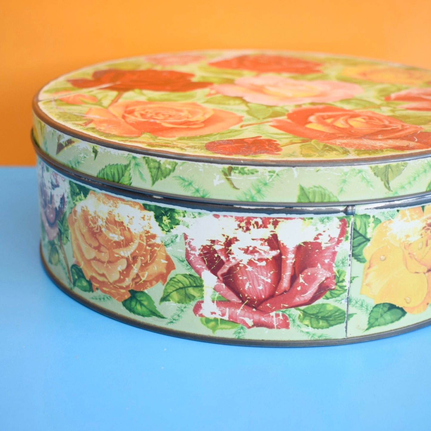 Vintage 1960s Metal Peek Frean & Co Biscuit Tin - Rose Print - Ideal Seed Store by Vintage