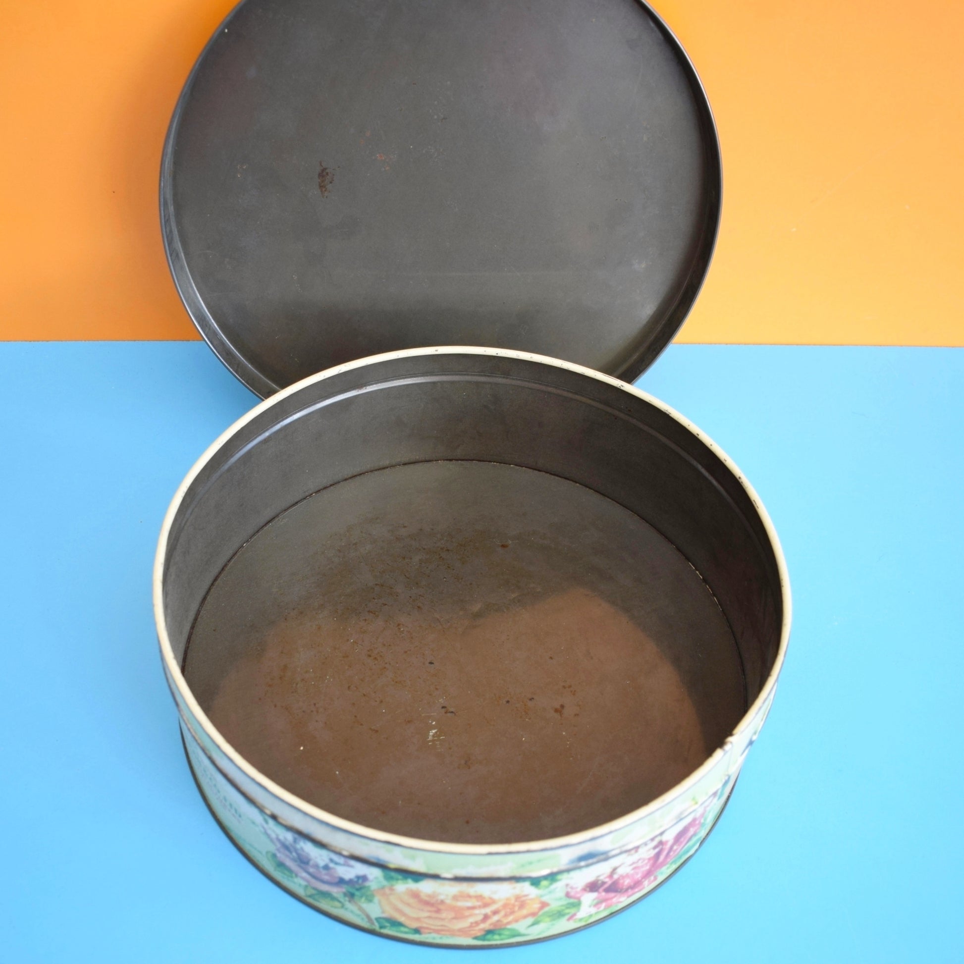 Vintage 1960s Metal Peek Frean & Co Biscuit Tin - Rose Print - Ideal Seed Store by Vintage
