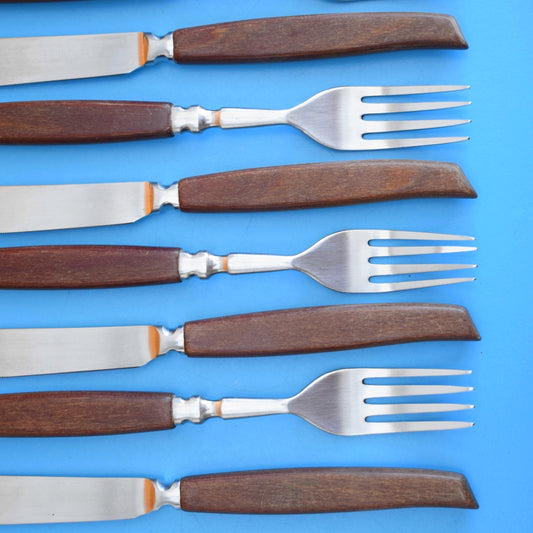 Vintage 1960s Teak Ashberry Steak Set x5