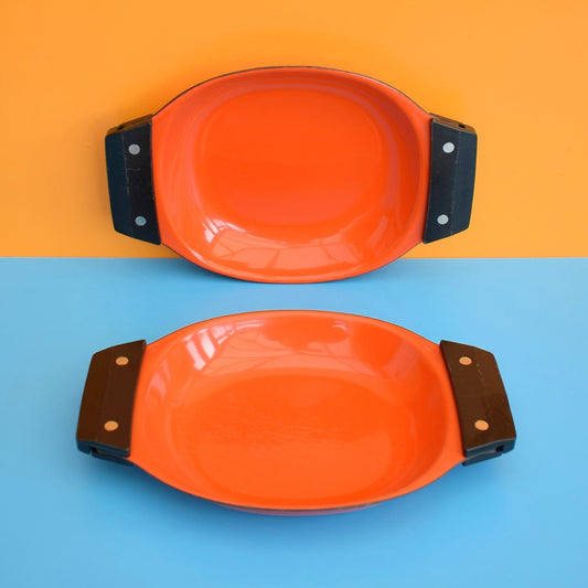 Vintage 1970s Enamel Dish - Galloping Gourmet - Cathrineholm of Norway - Orange