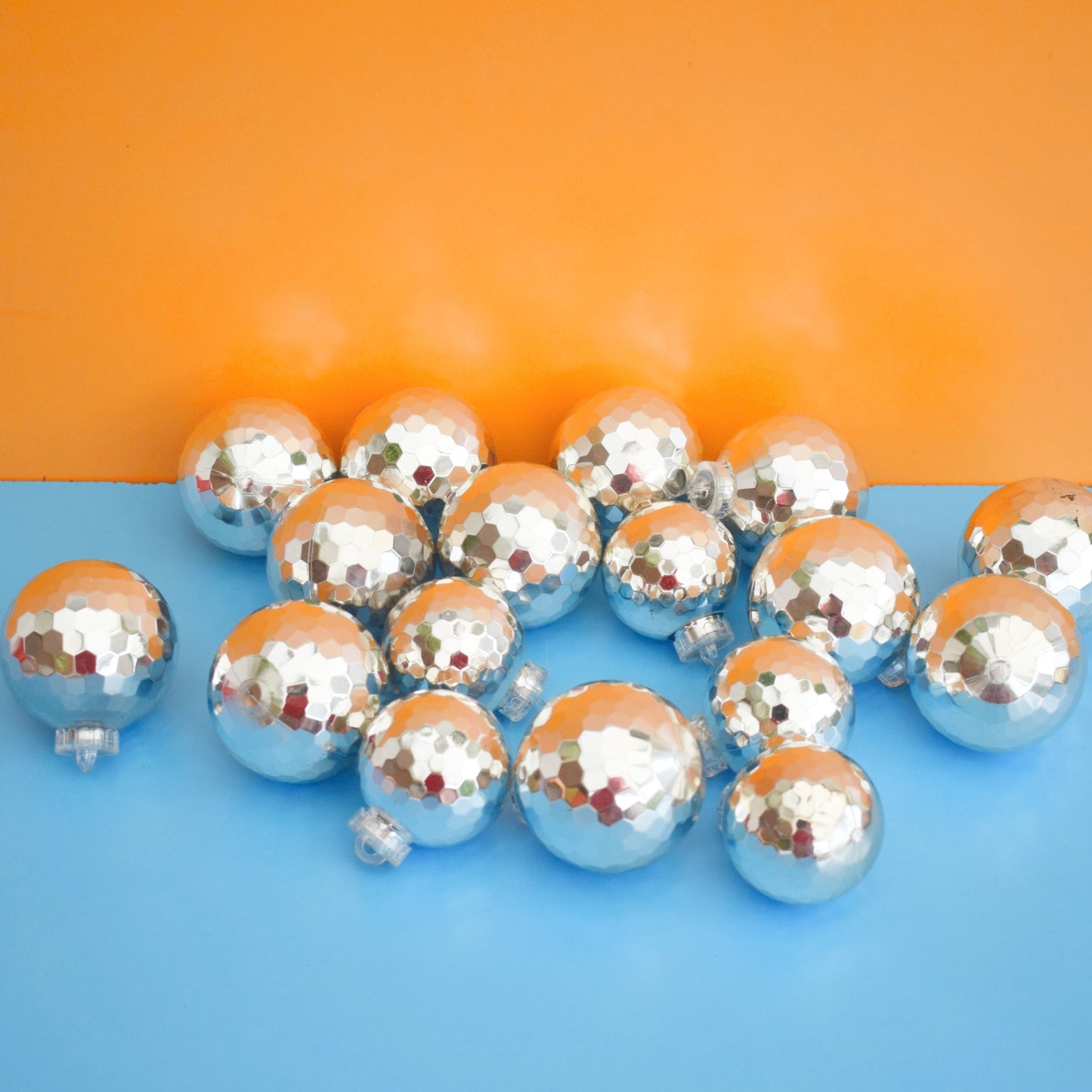 Vintage 1970s Plastic Christmas Disco Balls -Silver