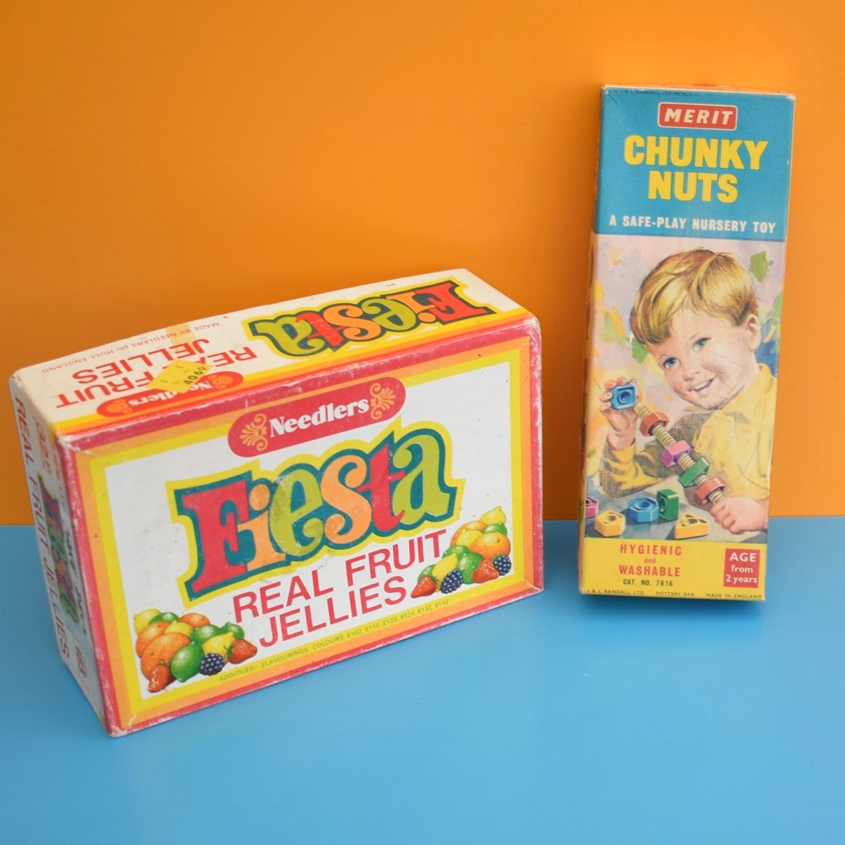 Vintage 1960s Empty Advertising Gift Boxes - Chunky Nuts / Fiesta Jellies by Pineapple Retro
