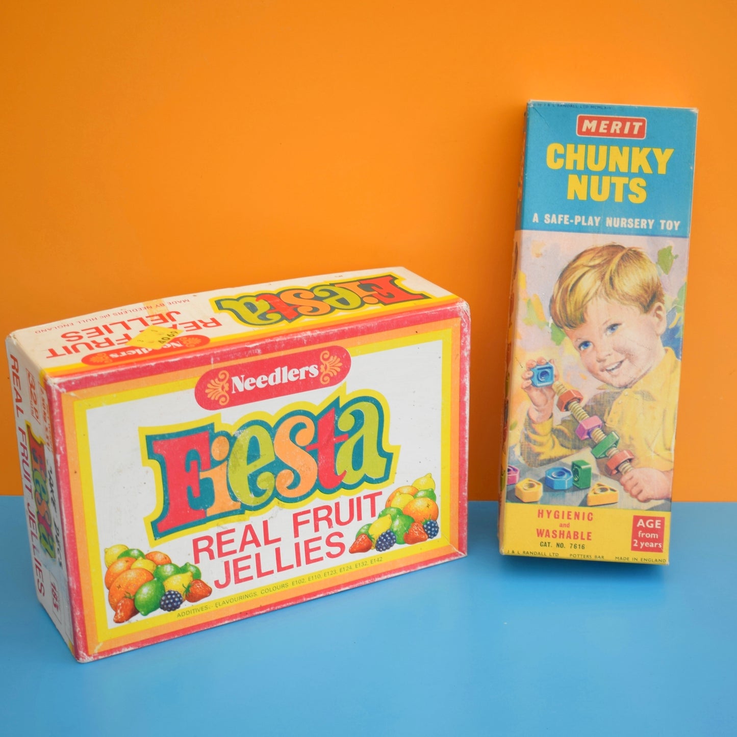 Vintage 1960s Empty Advertising Gift Boxes - Chunky Nuts / Fiesta Jellies by Pineapple Retro