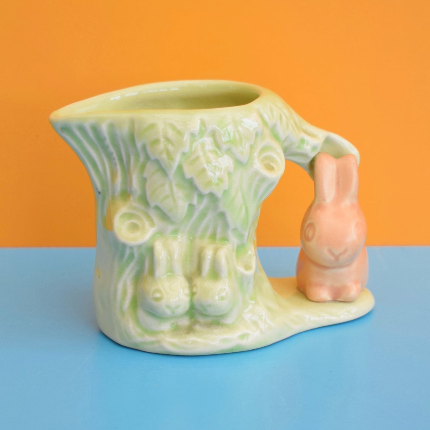 Vintage 1950s Ceramic Bunny - Hornsea - Green Jug by pineapple retro