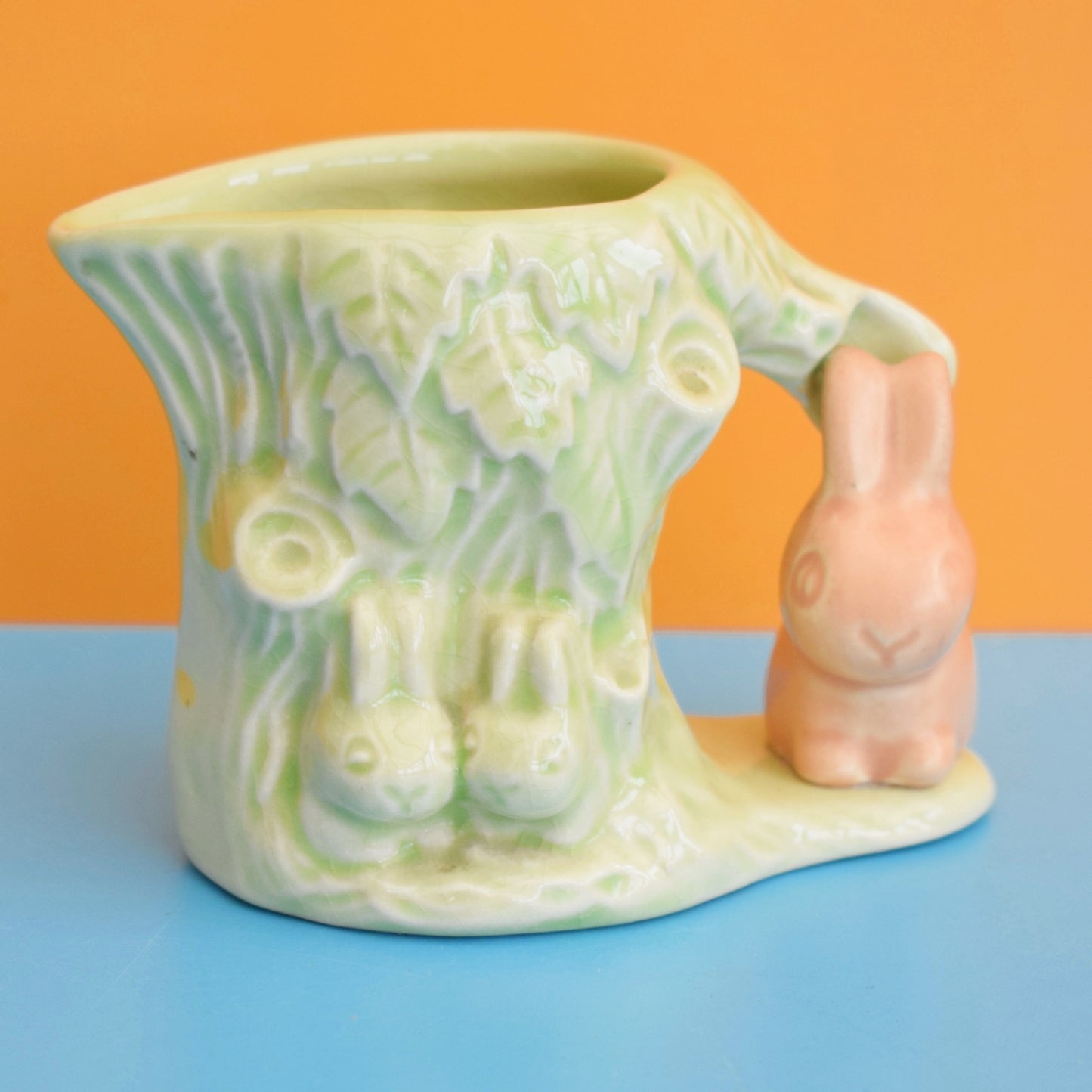 Vintage 1950s Ceramic Bunny - Hornsea - Green Jug by pineapple retro