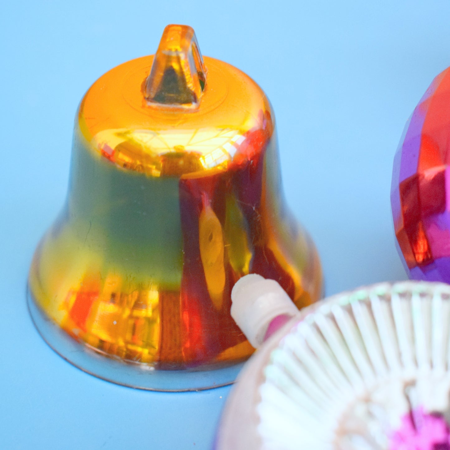 Vintage 1970s Plastic Christmas Mixed Decs - Pink & Gold