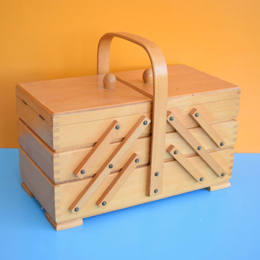 Vintage 1970s Sewing / Hobby Box - Cantilevered Wood by Vintage