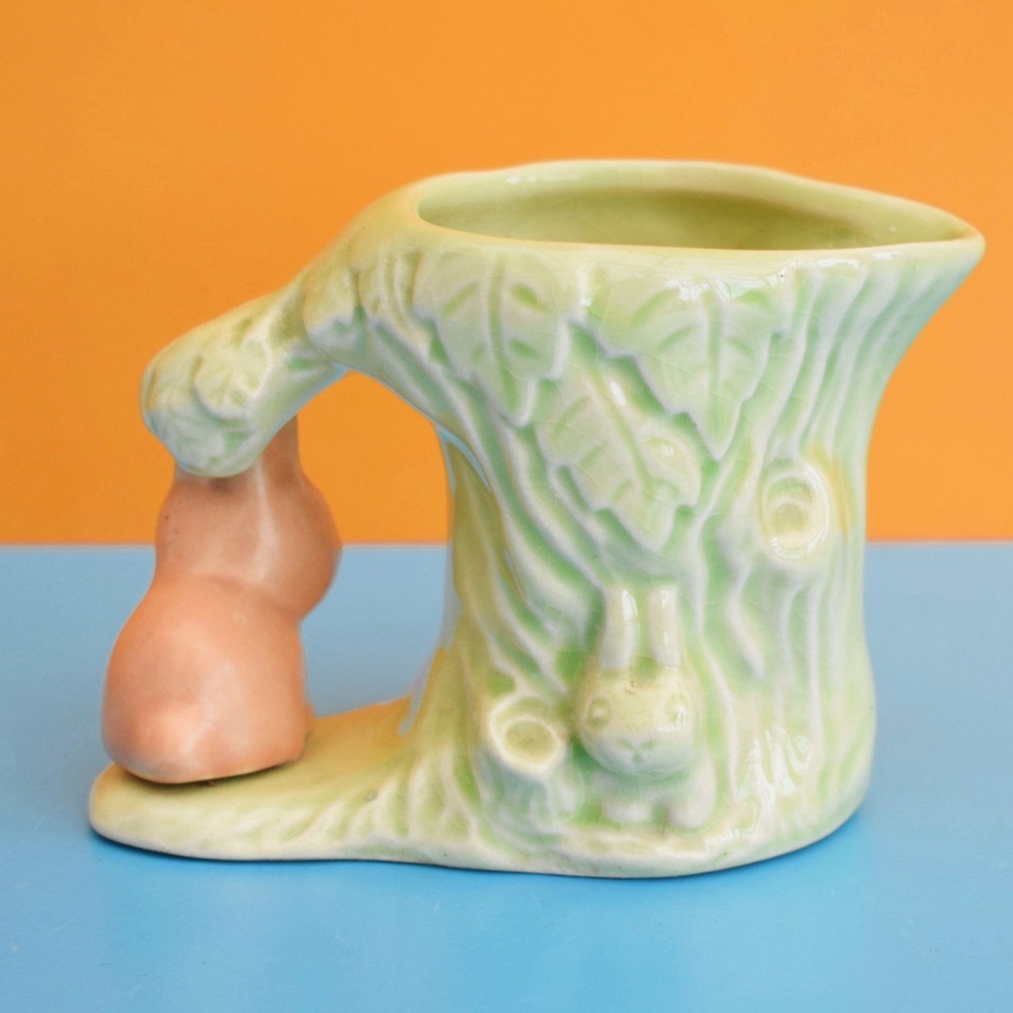 Vintage 1950s Ceramic Bunny - Hornsea - Green Jug by pineapple retro