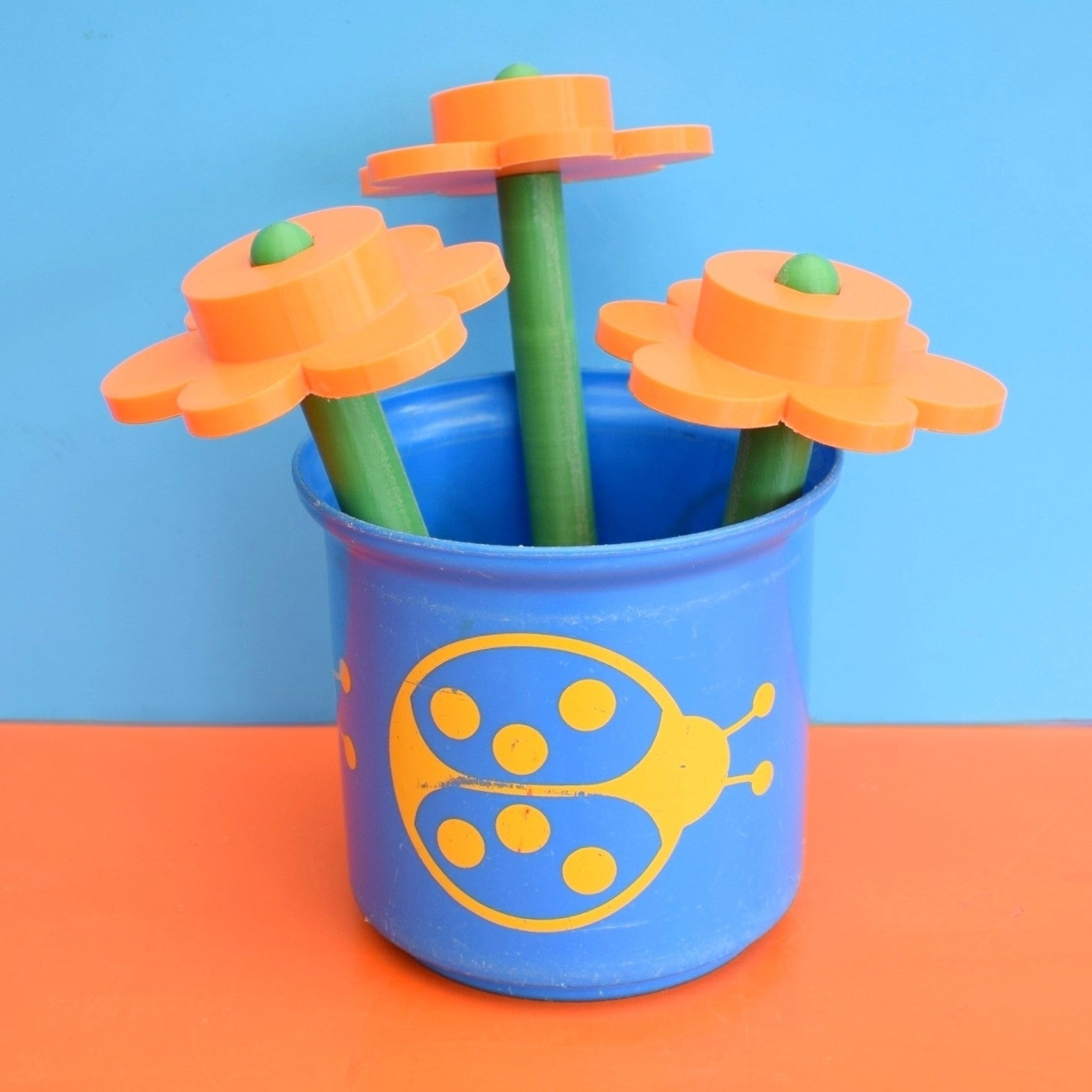 Vintage 1960s Plastic Plant Pot/ Stacking Cup - Ladybird by Pineapple Retro