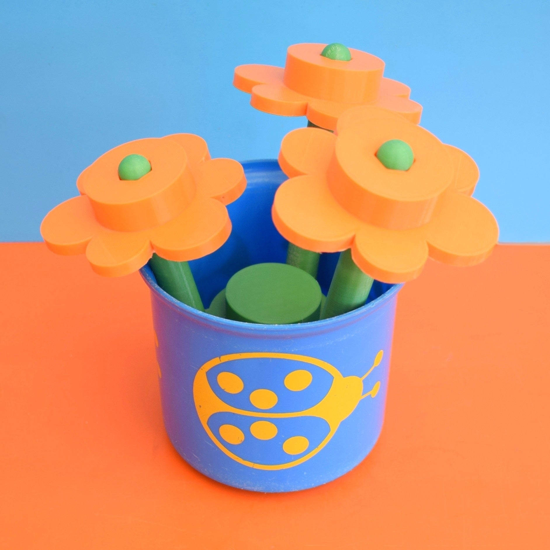 Vintage 1960s Plastic Plant Pot/ Stacking Cup - Ladybird by Pineapple Retro