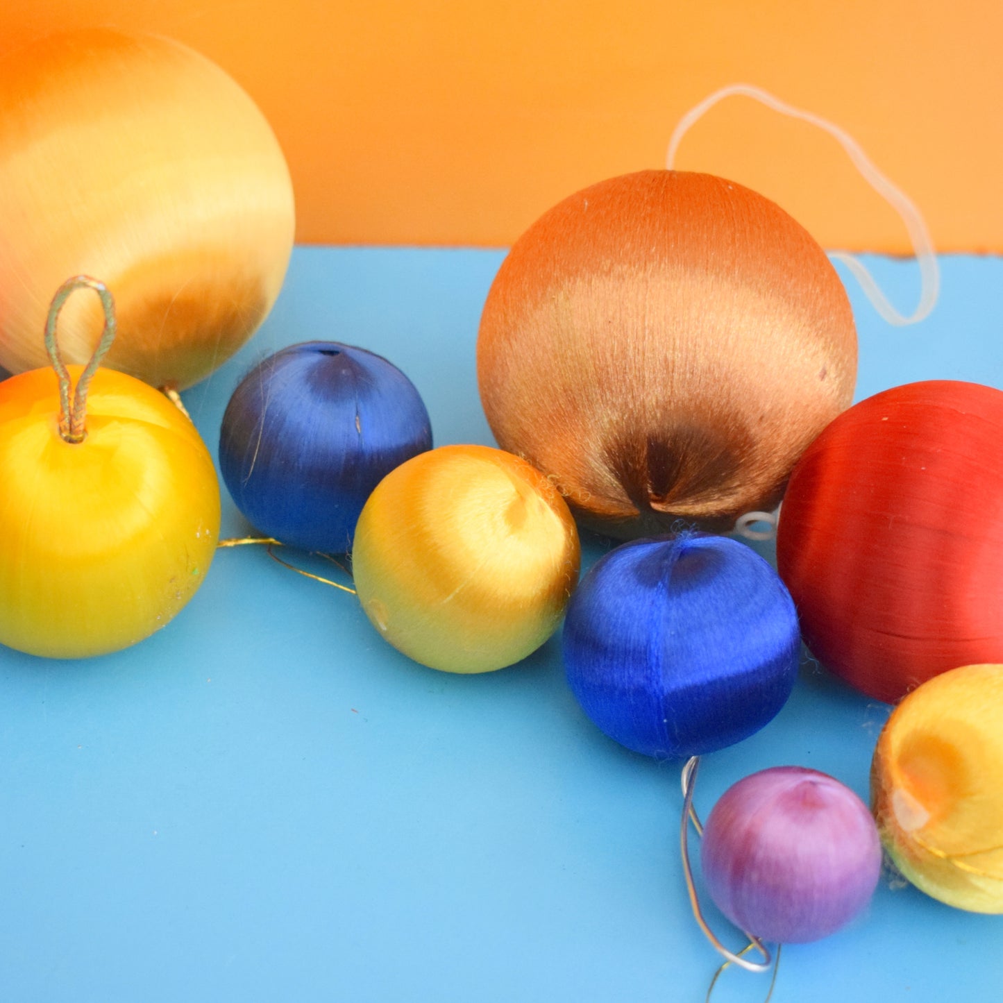 Vintage 1970s Satin Christmas Baubles - Mixed