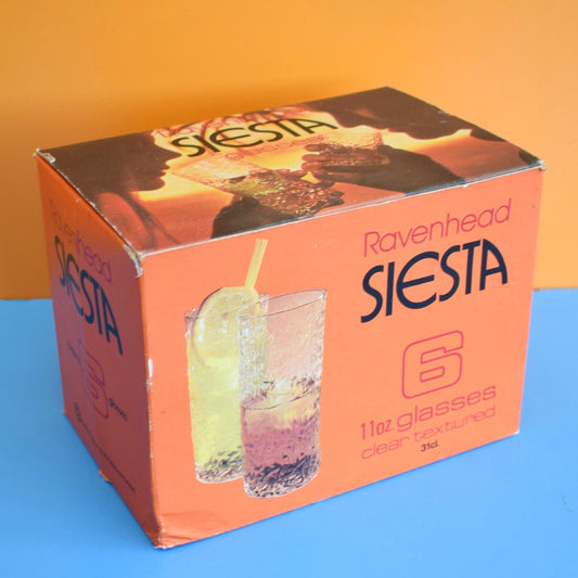 Vintage 1970s Set of High Ball Glasses - Ravenhead Siesta - Boxed by Vintage
