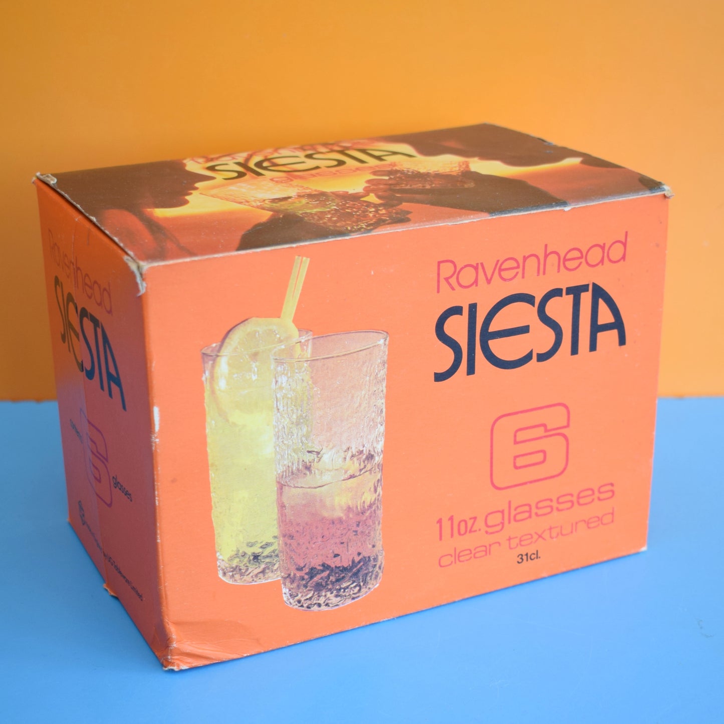 Vintage 1970s Set of High Ball Glasses - Ravenhead Siesta - Boxed by Vintage