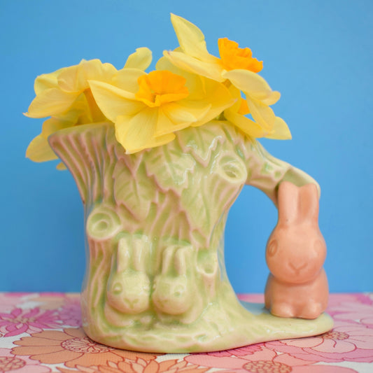 Vintage 1950s Ceramic Bunny - Hornsea - Green Jug by pineapple retro