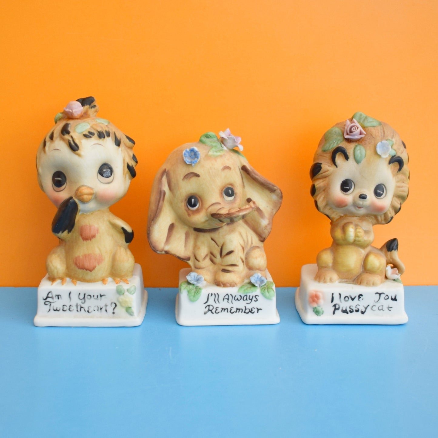 Vintage 1970s Animal Ornaments - Kitsch