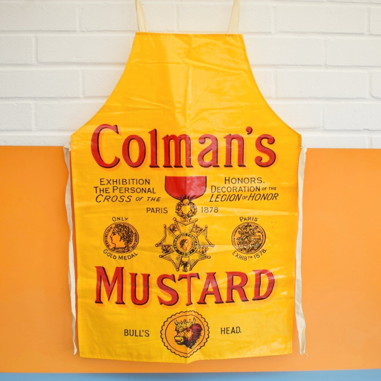 Vintage 1980s Full Apron - PVC -Colman's Mustard
