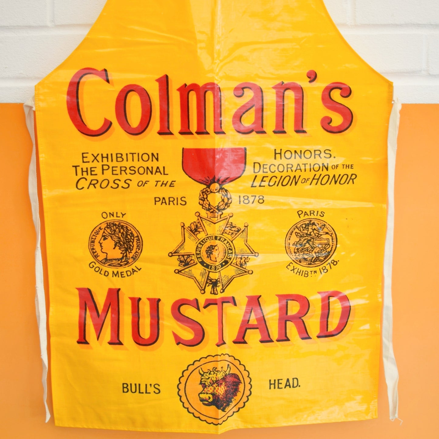 Vintage 1980s Full Apron - PVC -Colman's Mustard