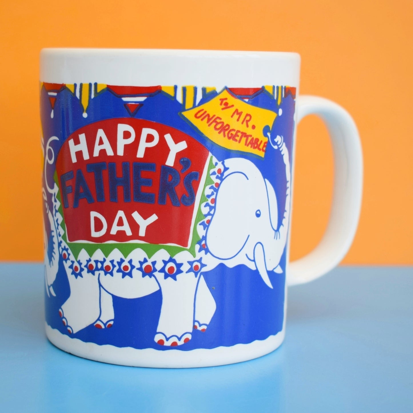 Vintage 1980s Mugs- Happy Birthday / Fathers Day - Rainbow by Vintage