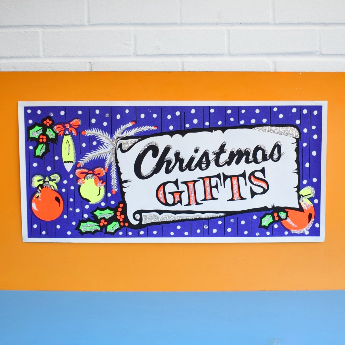 Vintage Christmas Screen Printed Posters - Glitter And Colour! by Vintage