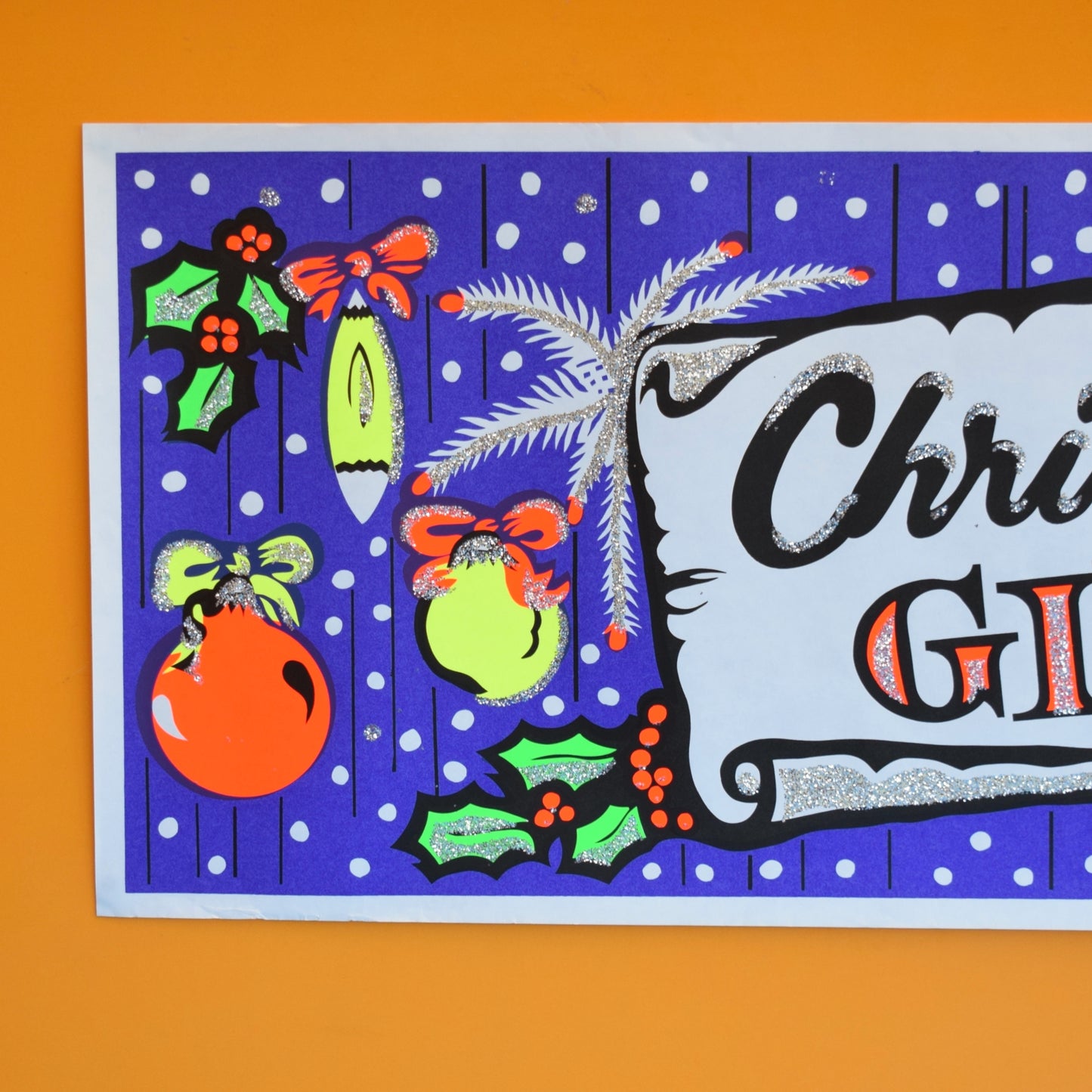 Vintage Christmas Screen Printed Posters - Glitter And Colour! by Vintage