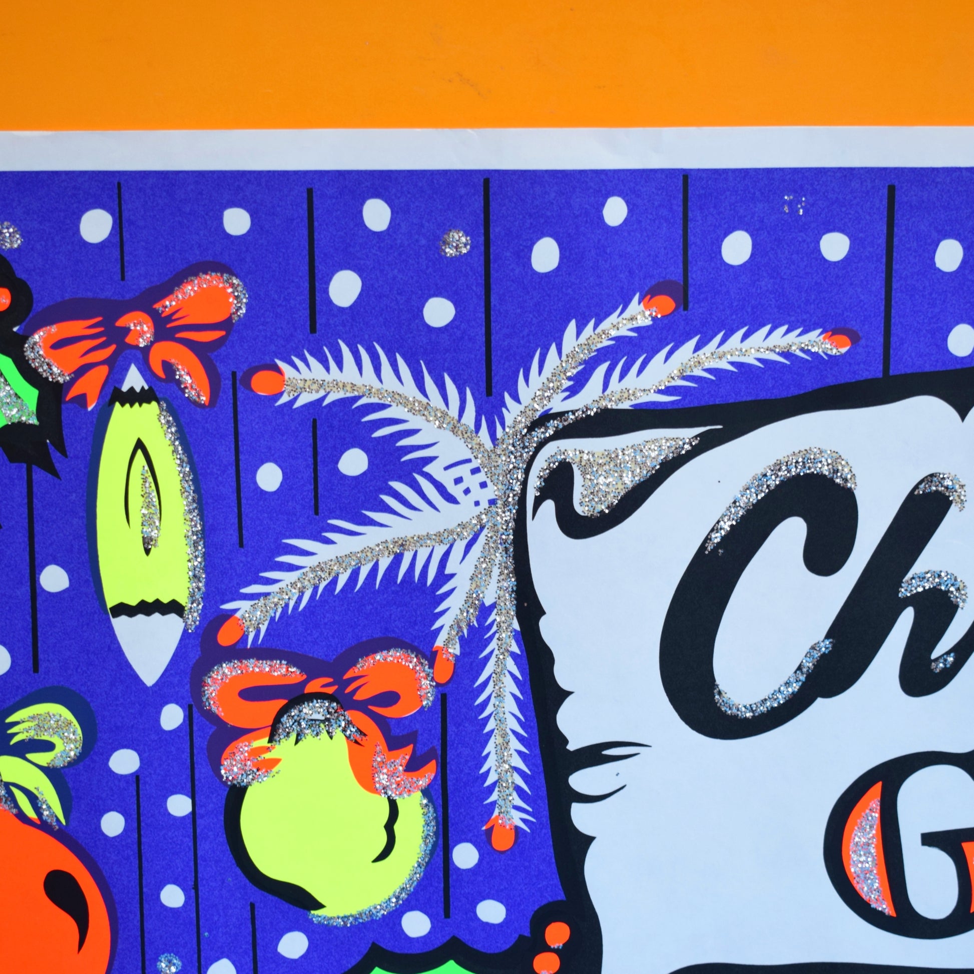Vintage Christmas Screen Printed Posters - Glitter And Colour! by Vintage