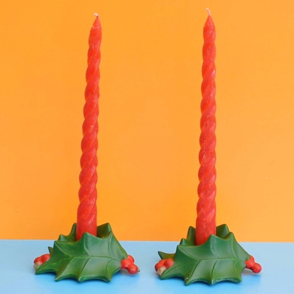 Vintage 1970s Kitsch Christmas Candles / Holders - Ceramic - American by Pineapple Retro