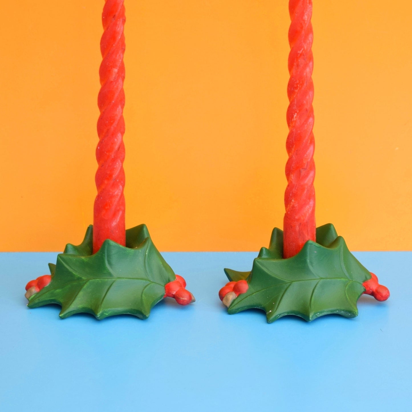 Vintage 1970s Kitsch Christmas Candles / Holders - Ceramic - American by Pineapple Retro