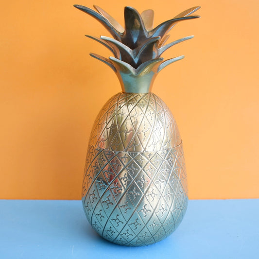 Vintage Metal Brass Pineapple Candle - Small