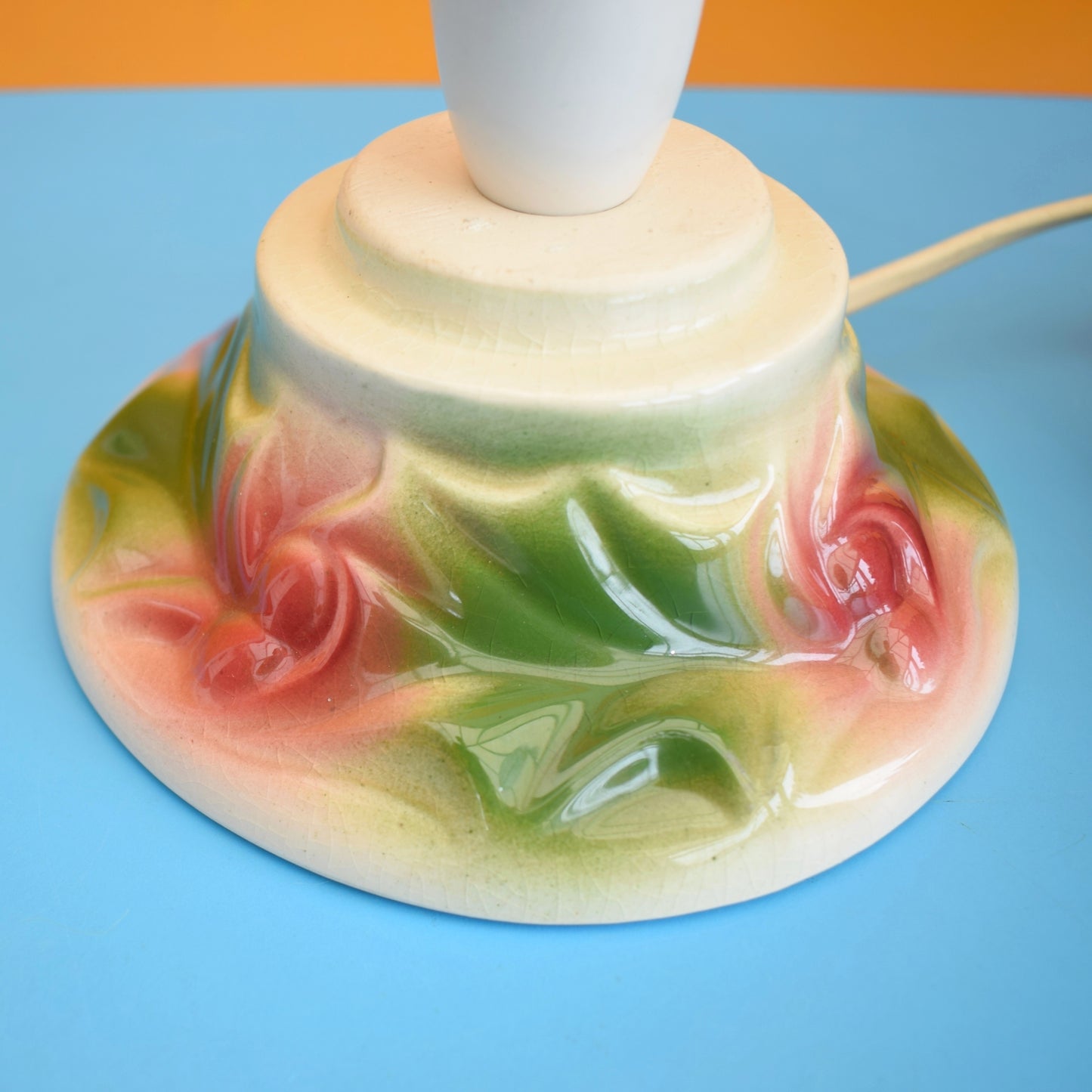 Vintage 1970s Ceramic Christmas Tree Lamp - Rainbow Bulbs - Green - Small by Pineapple Retro