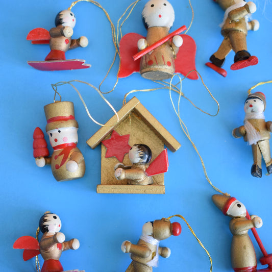 Vintage 1970s Wooden Christmas Decorations x41 - Tiny