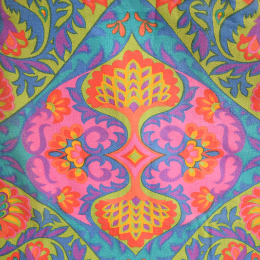 Vintage 1970s Amazing Tablecloth - Pink & Orange, Blue-  Jonelle