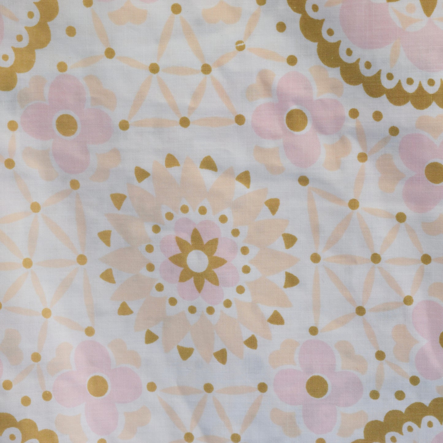 Vintage 1960s Flat Sheet/ Fabric & Pillowcase - Peach/ Pink