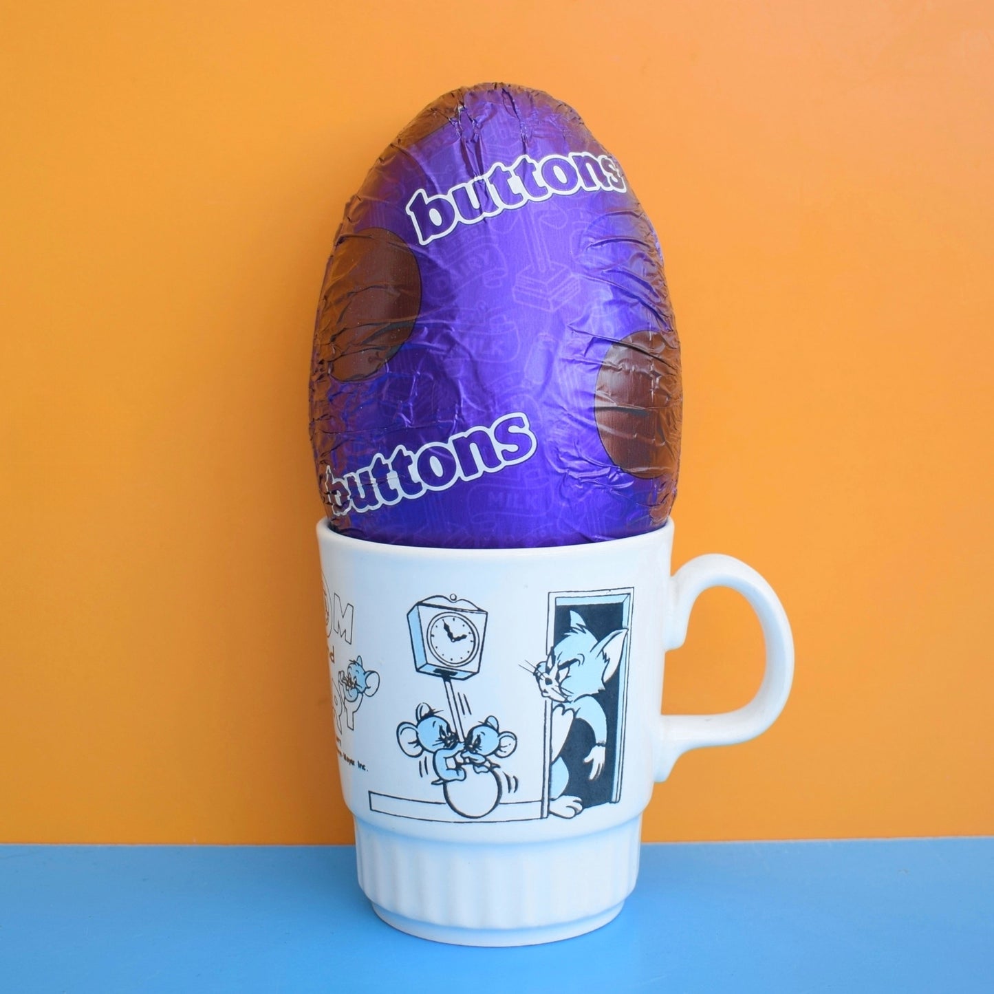 Vintage 1980s Kids Ceramic Mug With Easter Egg - Great Gift - Tom & Jerry by Vintage
