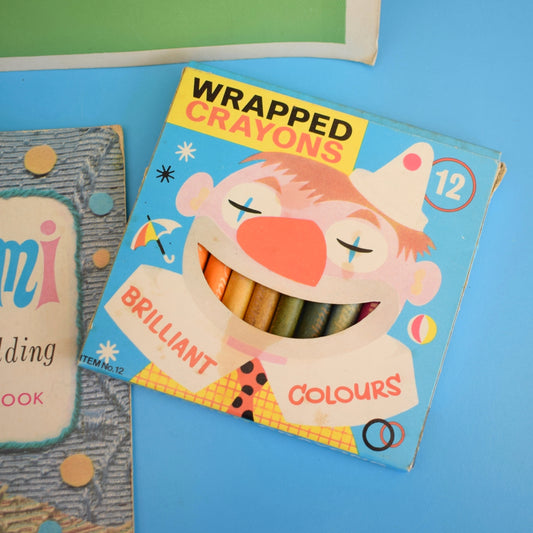 Vintage 1960s Arty Bits- Scrap Books/ Crayons / Origami Paper Folding