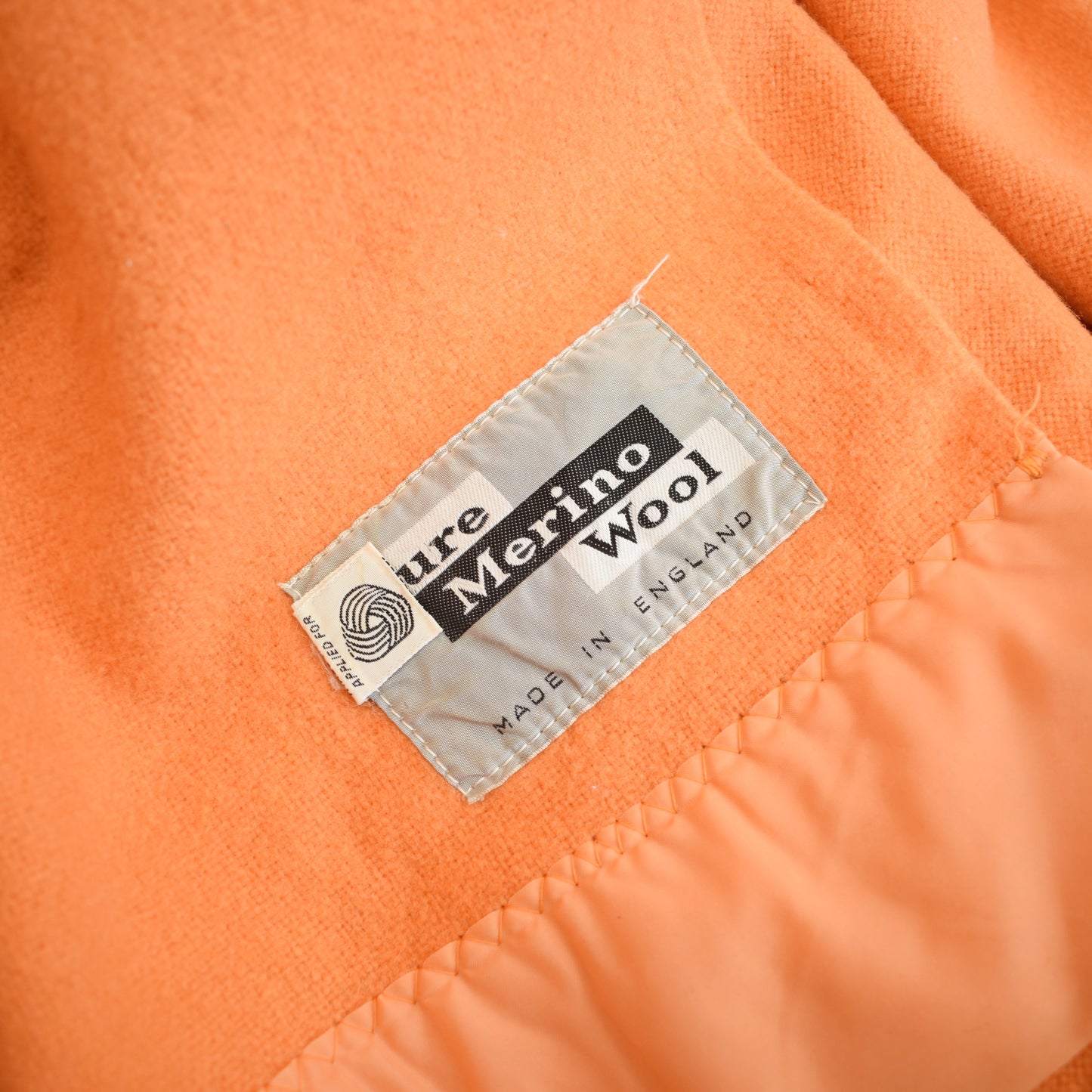 Vintage 1960s Merino Wool Blanket / Throw - Mango Orange