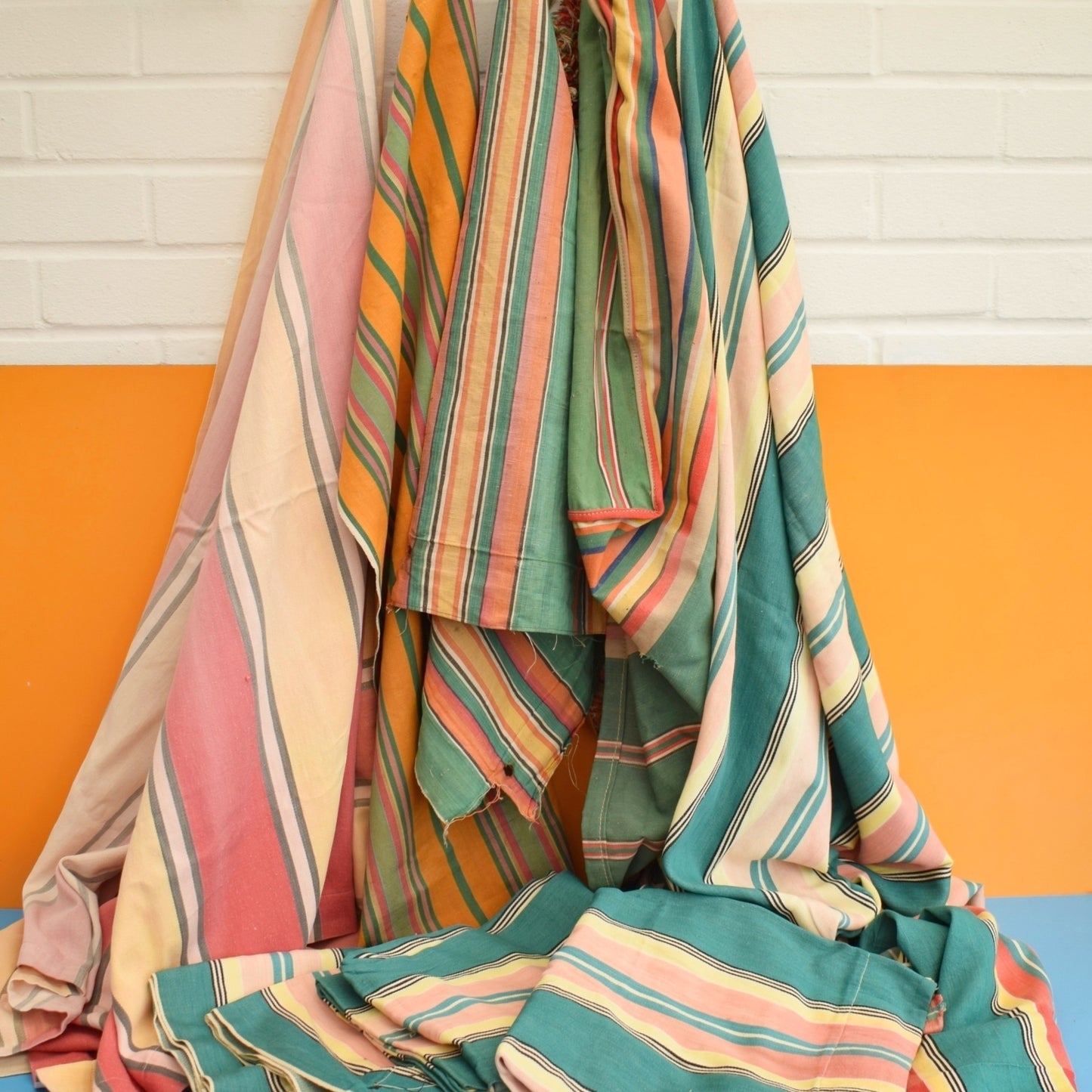 Vintage 1950s Deckchair Canvas / Beach Curtains / Craft - Stripes by Vintage