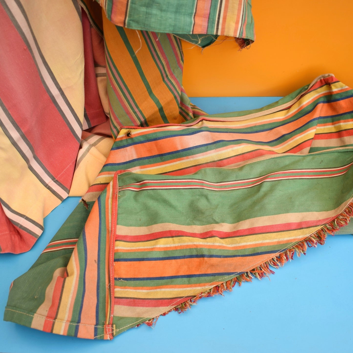 Vintage 1950s Deckchair Canvas / Beach Curtains / Craft - Stripes by Vintage