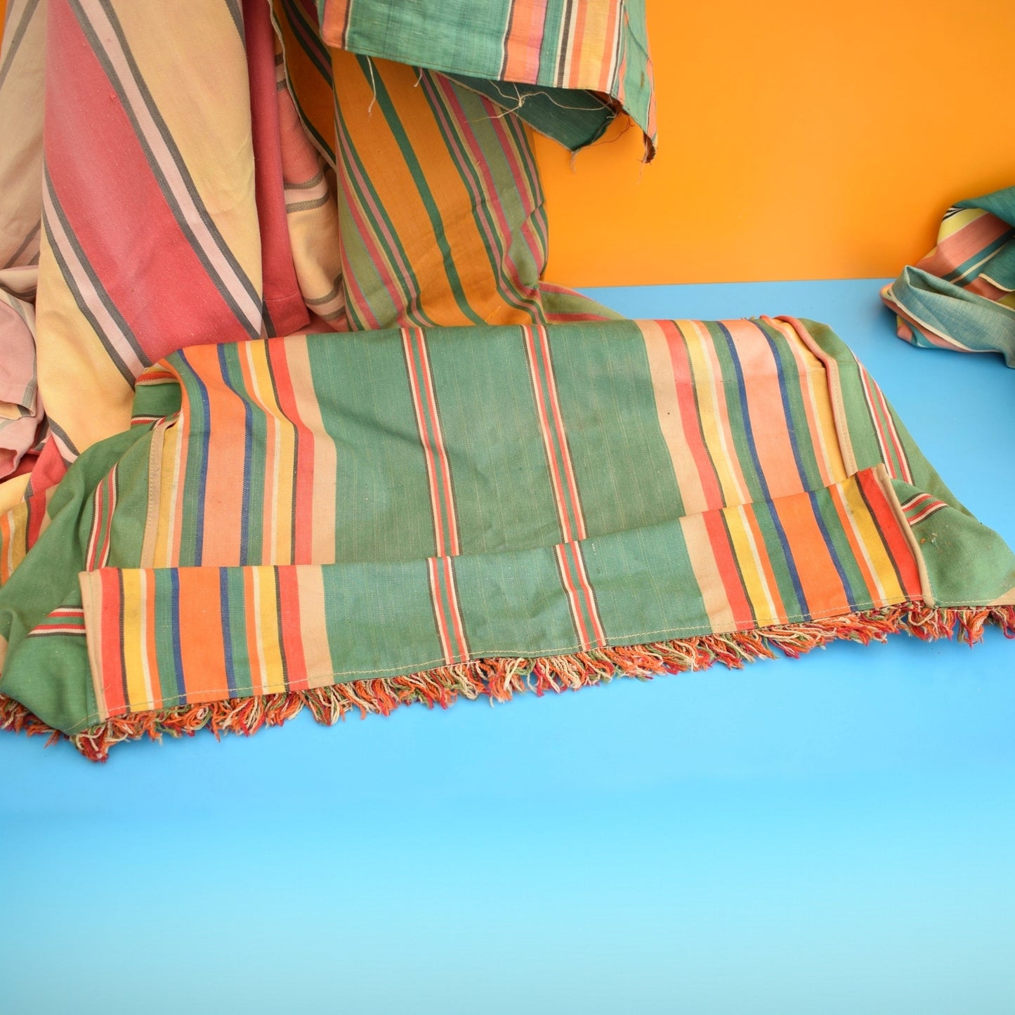 Vintage 1950s Deckchair Canvas / Beach Curtains / Craft - Stripes by Vintage