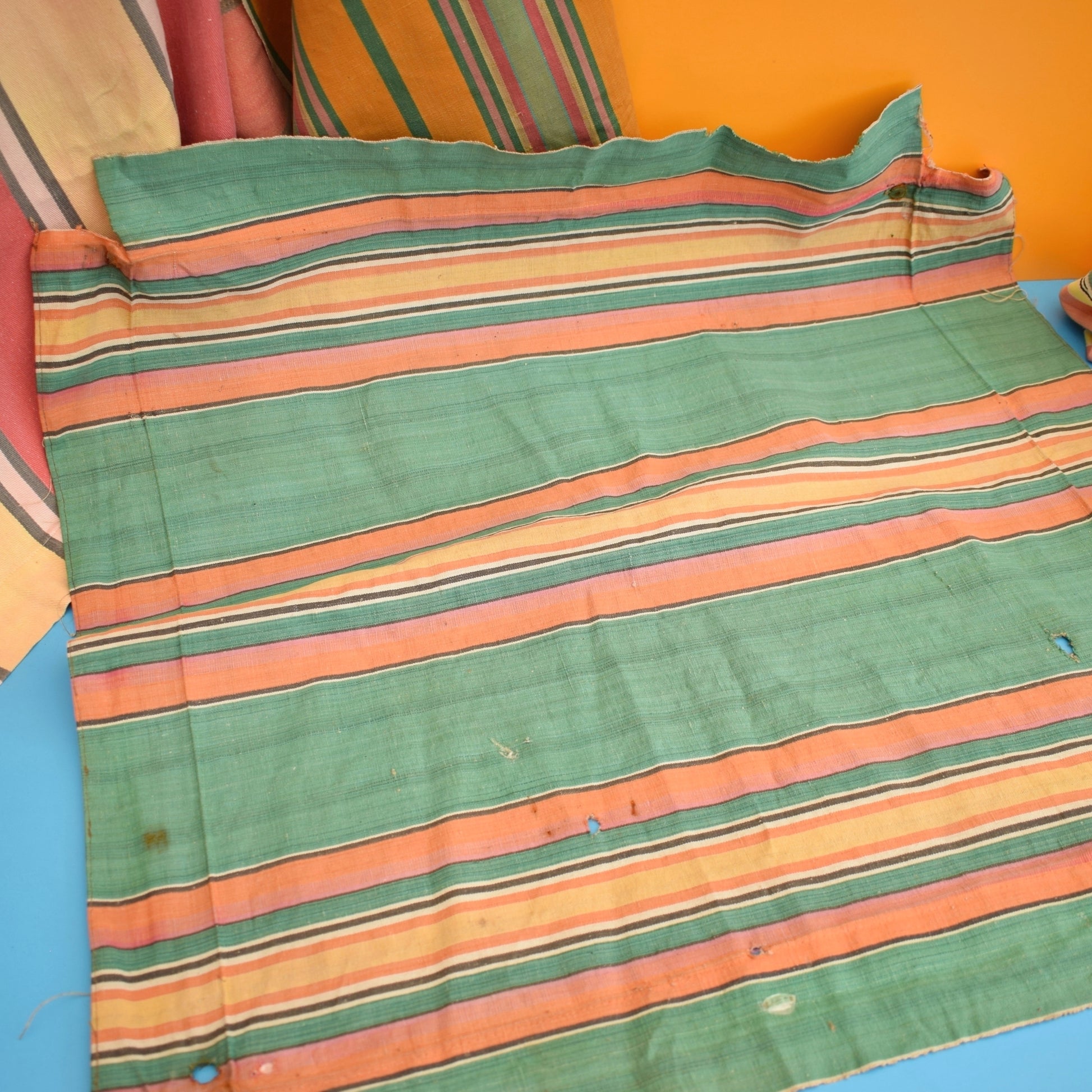 Vintage 1950s Deckchair Canvas / Beach Curtains / Craft - Stripes by Vintage