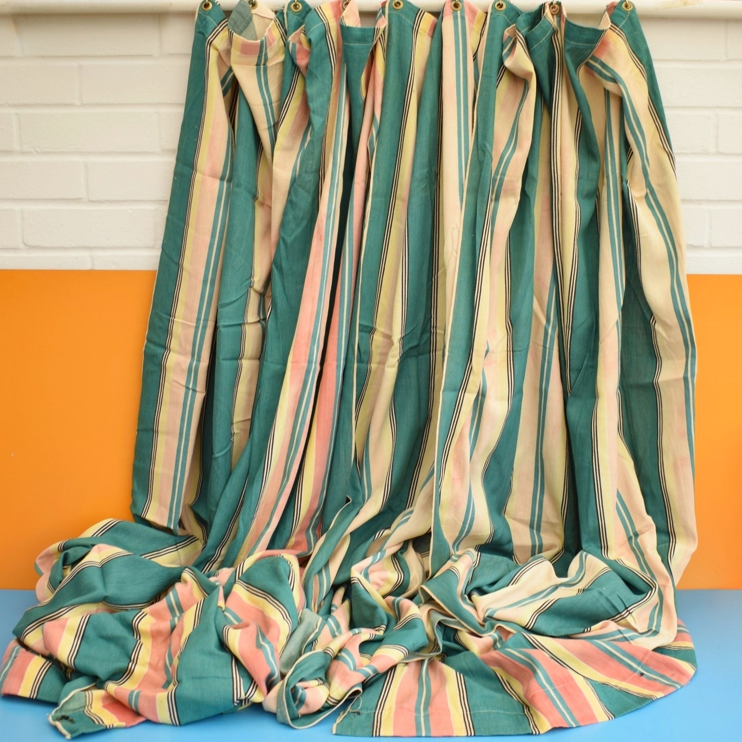 Vintage 1950s Deckchair Canvas / Beach Curtains / Craft - Stripes by Vintage