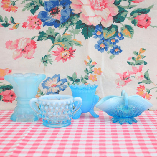 Vintage Small Glass Pieces - Blue - Fenton/ Degenhart / Davidson / French