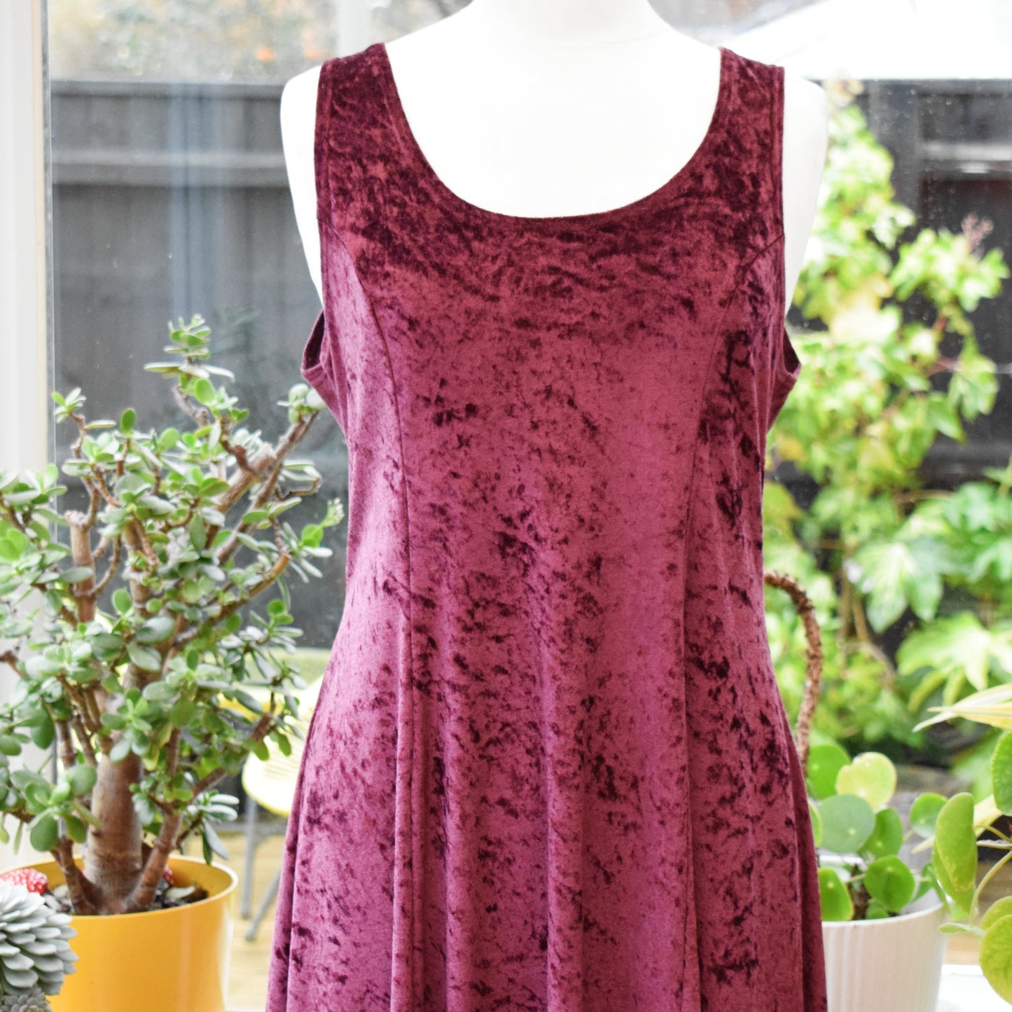 Vintage 1990s Purple Velour Dress - New Look - Size 14-16