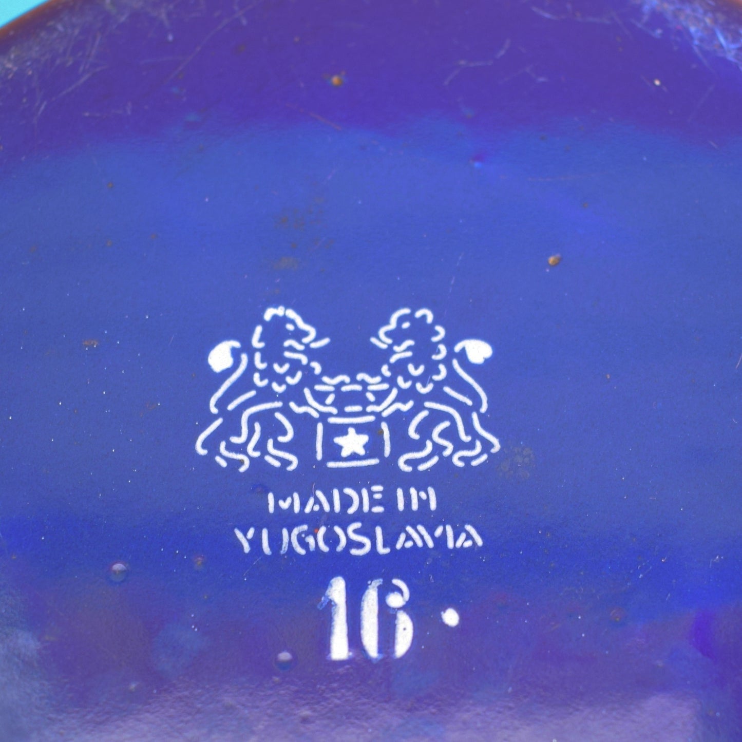 Vintage 1960s Enamel Casserole Base - Blue Flower Power