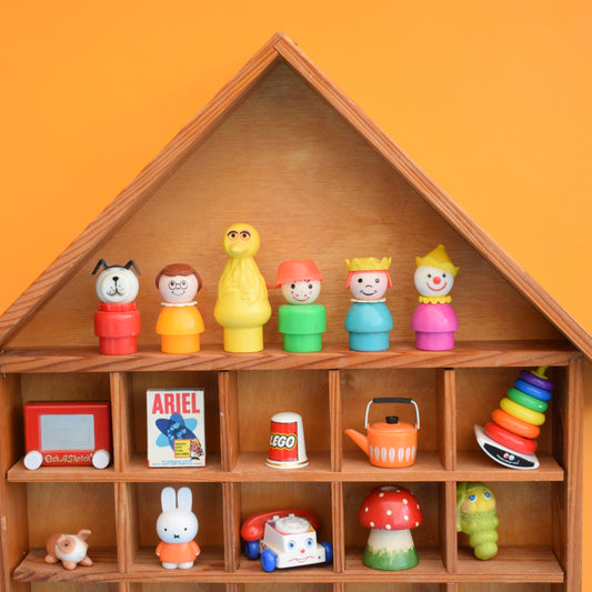 Vintage 1970s Pine House Shaped Collectables Shelf