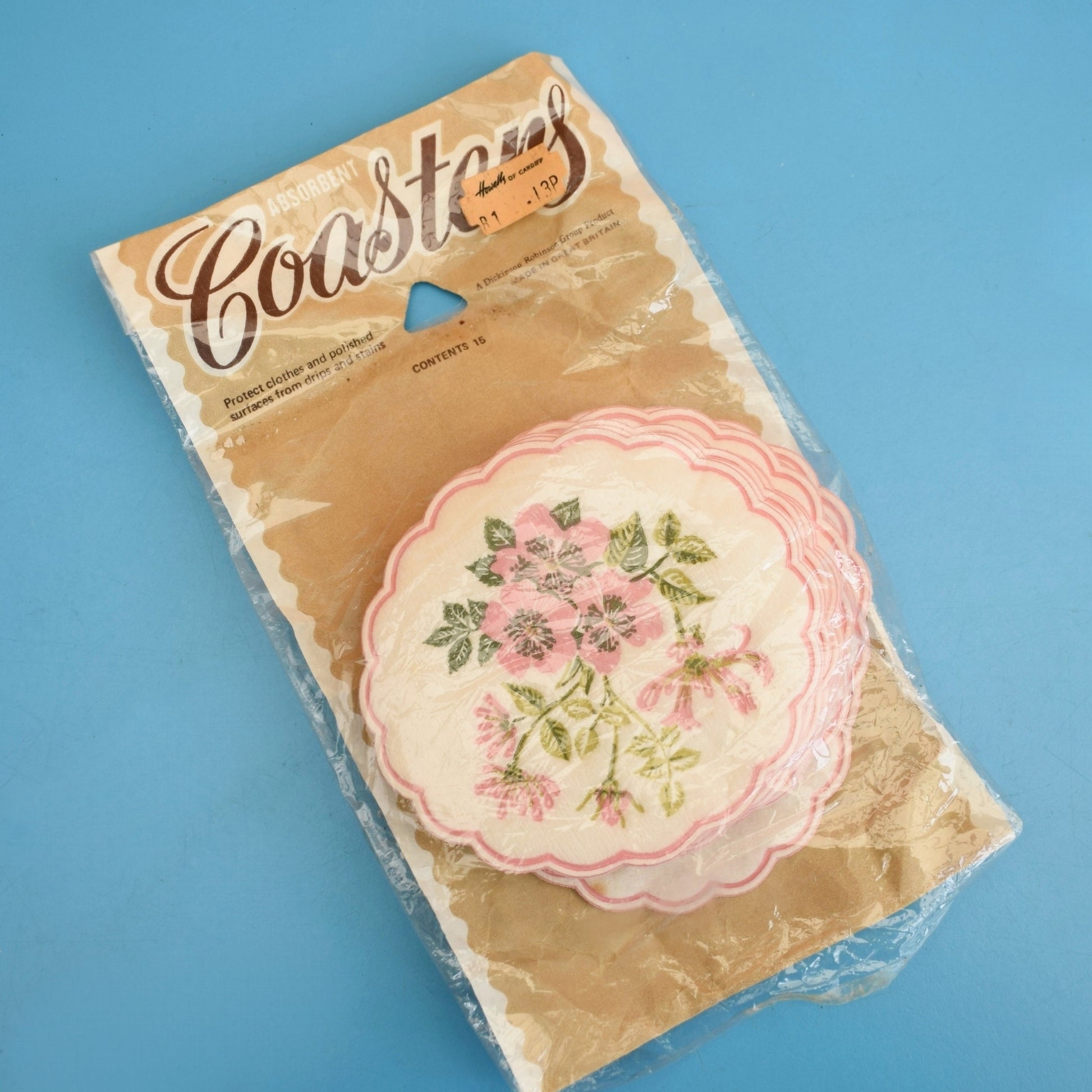 Vintage 1960s Kitsch Paper Coasters - Floral x 15 by Vintage