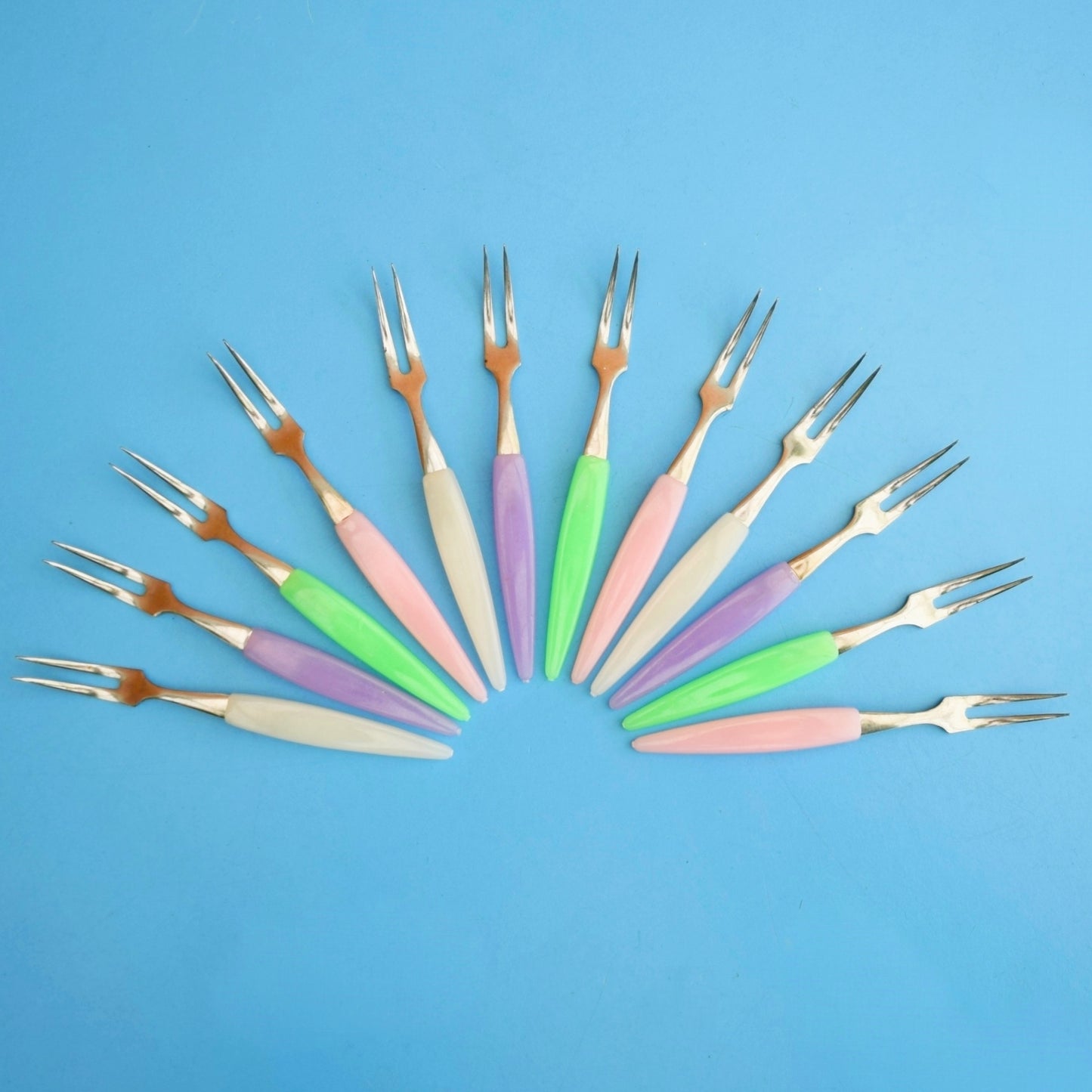 Vintage 1960s Little Pickle Forks- Pastels